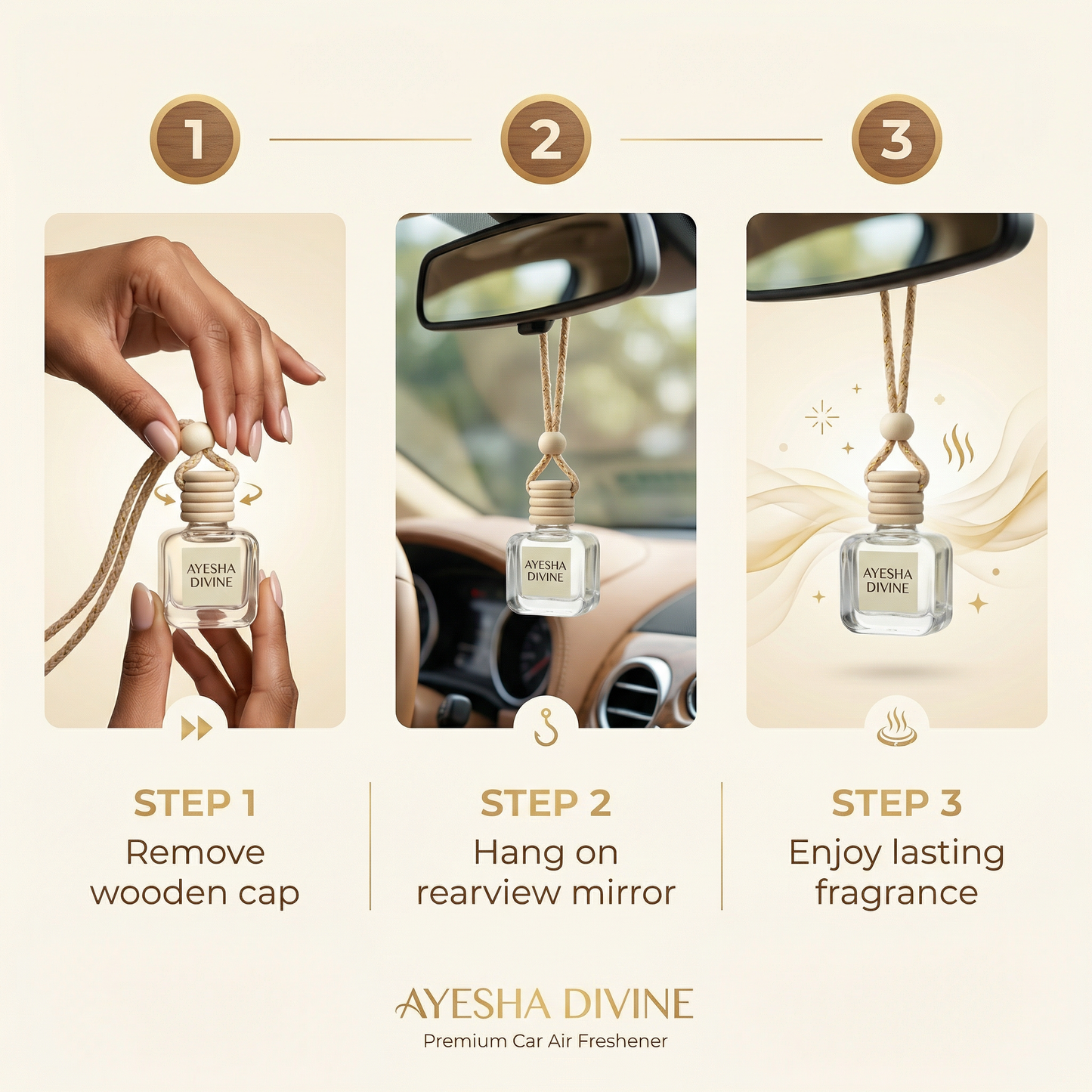 Vanilla Silk Accord 10ml Hanging Car Air Freshener Diffuser – Refillable 2-Pack