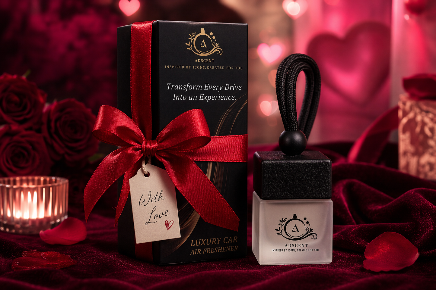 ADSCENT Luxury Car Air Freshener | Omre Noir – Inspired by Ombré Nomad | Premium Frosted Glass Hanging Diffuser | Long-Lasting Fragrance
