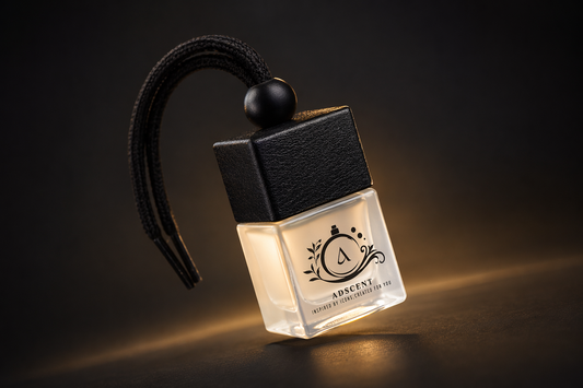 ADSCENT Omre Noir luxury car air freshener diffuser — inspired by Ombre Nomad, premium frosted glass, made in Canada
