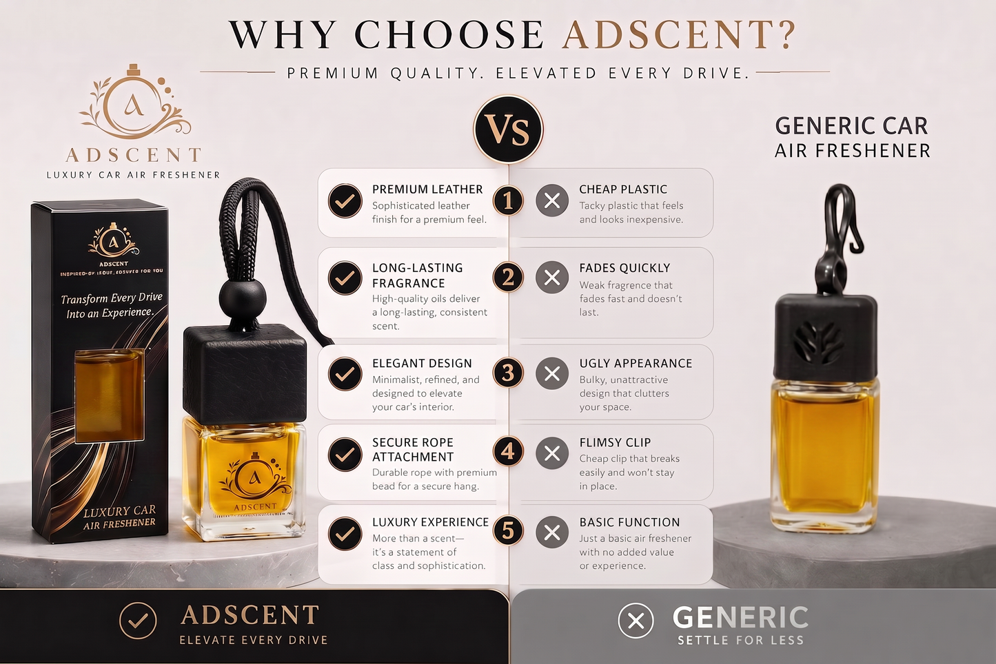 Adscent Imperial Aventus | Luxury Car Air Freshener | Inspired by the King of Fragrances Aventus – Premium Frosted Glass Hanging Diffuser | Long-Lasting Fragrance