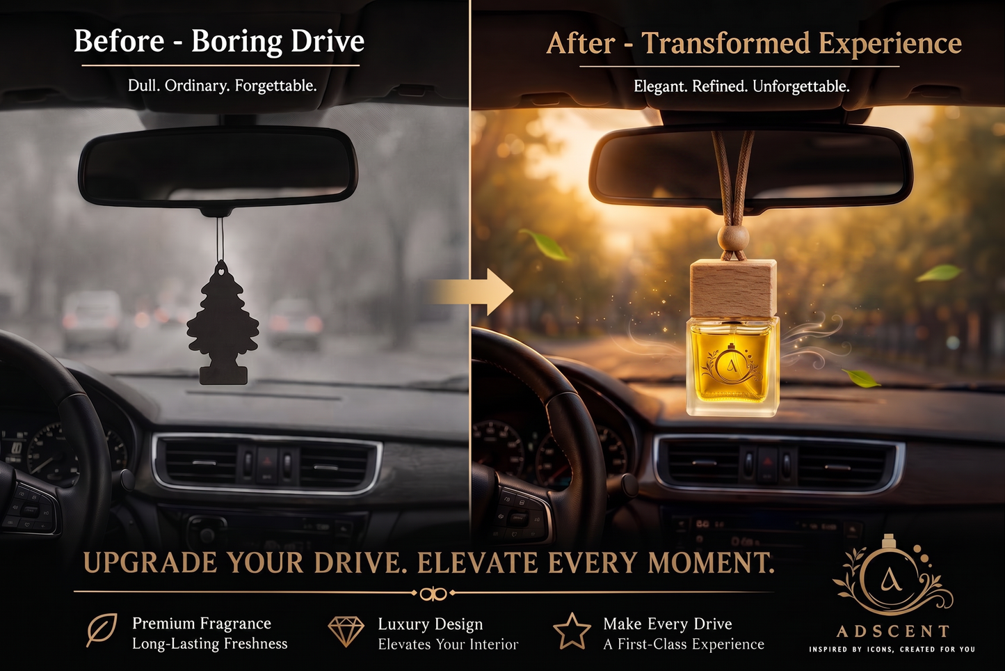 Imperial Aventus car air freshener lifestyle — king of fragrances for your drive