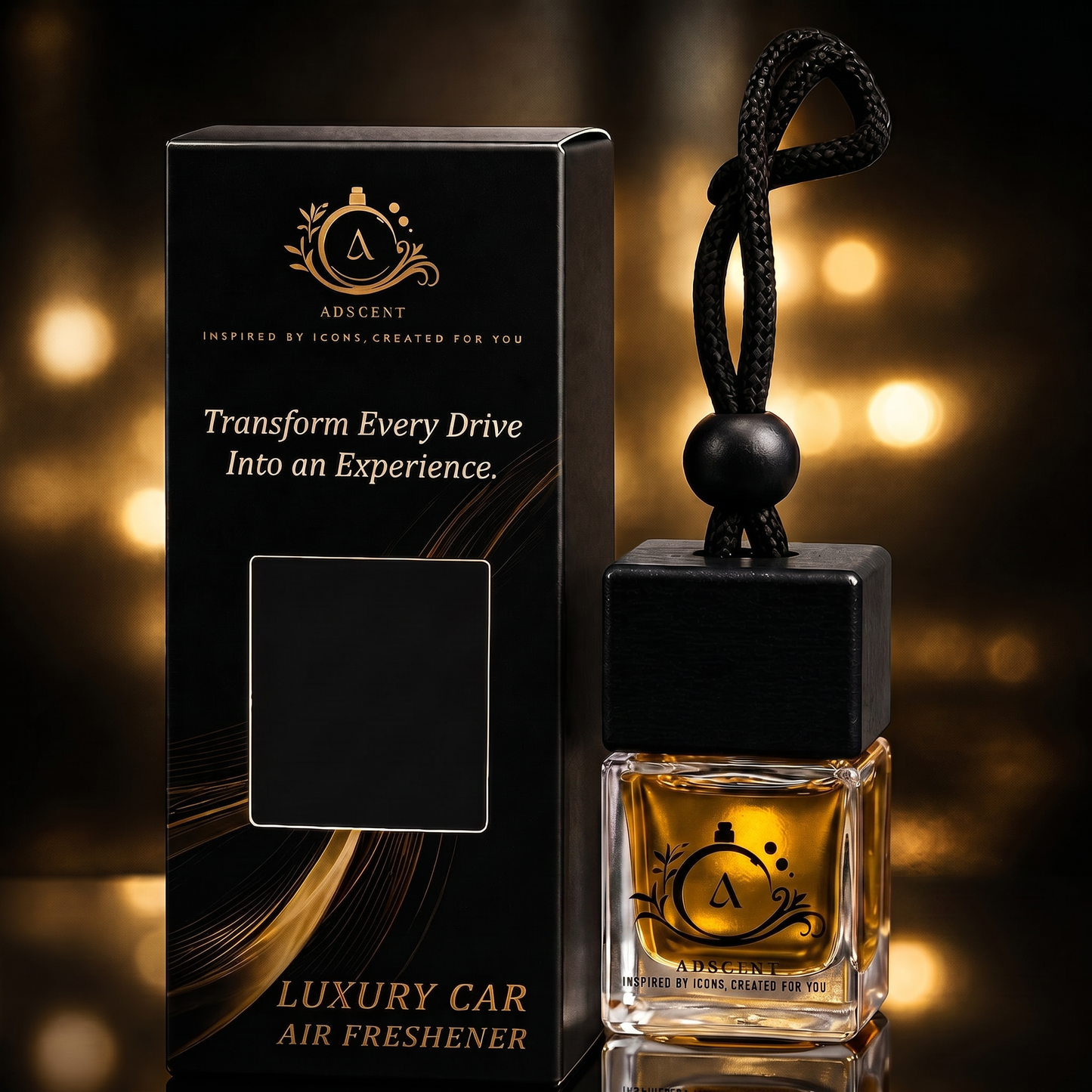 Adscent Imperial Aventus | Luxury Car Air Freshener | Inspired by the King of Fragrances Aventus – Premium Frosted Glass Hanging Diffuser | Long-Lasting Fragrance