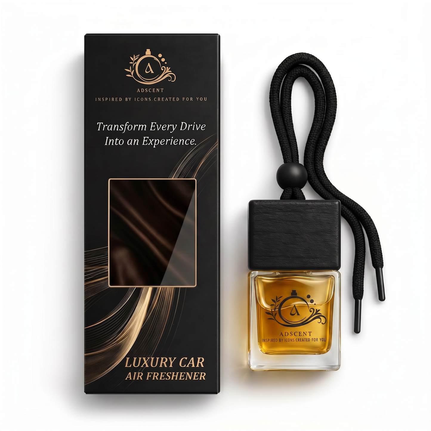 Adscent Imperial Aventus | Luxury Car Air Freshener | Inspired by the King of Fragrances Aventus – Premium Frosted Glass Hanging Diffuser | Long-Lasting Fragrance