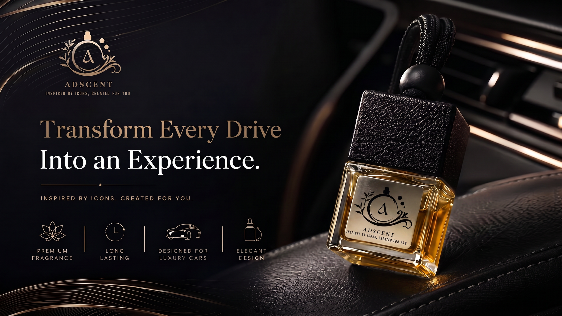 ADSCENT Imperial Aventus luxury car air freshener — inspired by Creed Aventus, frosted glass diffuser Canada