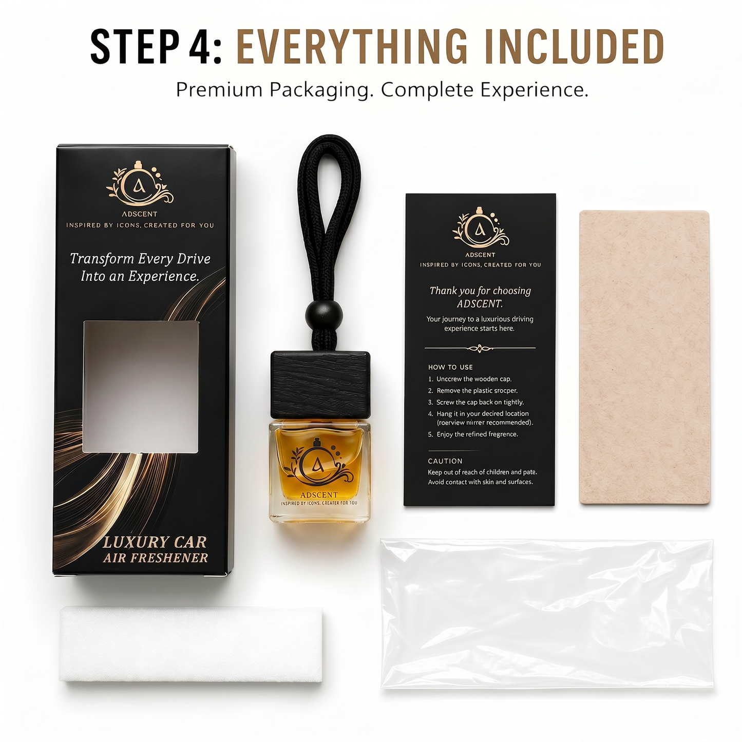 Adscent Imperial Aventus | Luxury Car Air Freshener | Inspired by the King of Fragrances Aventus – Premium Frosted Glass Hanging Diffuser | Long-Lasting Fragrance