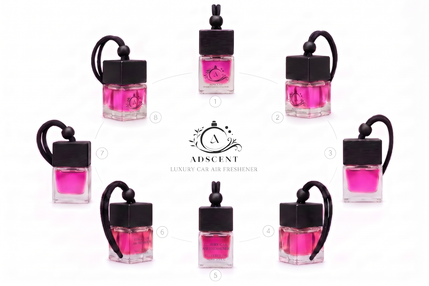 Adscent Coco Veil | Luxury Car Air Freshener | Inspired by Iconic Coco Cha-Nnel-Floral Legends – Premium Frosted Glass Hanging Diffuser | Long-Lasting Fragrance