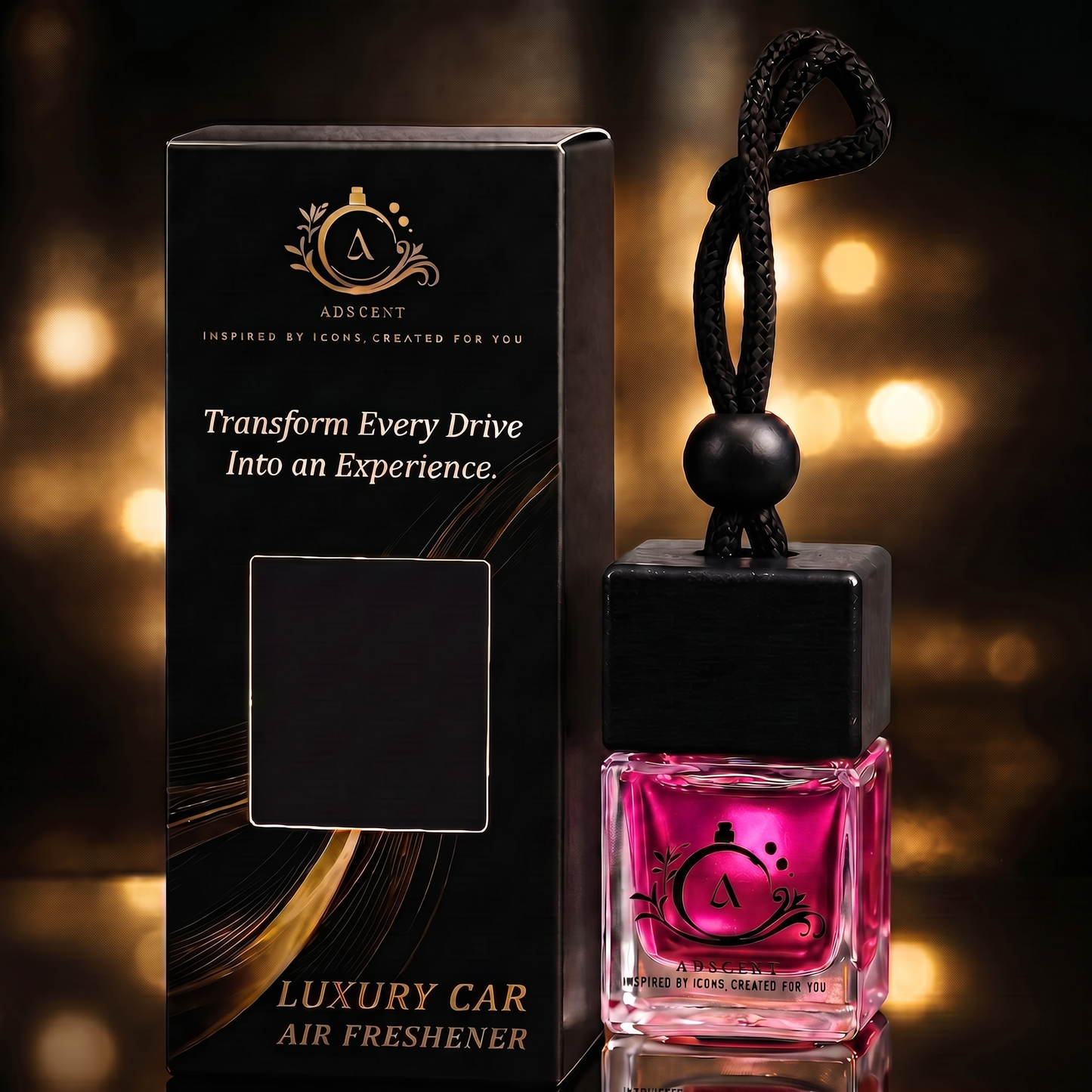 Adscent Coco Veil | Luxury Car Air Freshener | Inspired by Iconic Coco Cha-Nnel-Floral Legends – Premium Frosted Glass Hanging Diffuser | Long-Lasting Fragrance