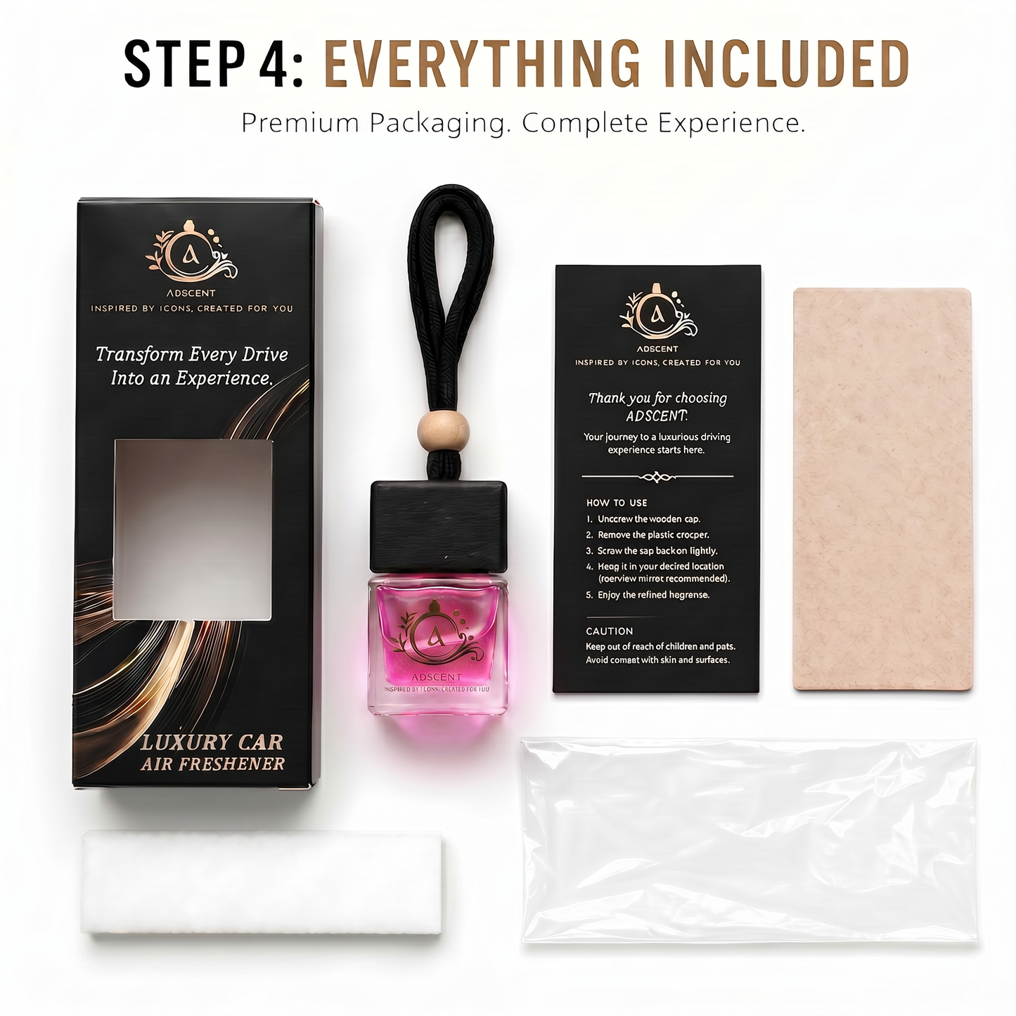 Adscent Coco Veil | Luxury Car Air Freshener | Inspired by Iconic Coco Cha-Nnel-Floral Legends – Premium Frosted Glass Hanging Diffuser | Long-Lasting Fragrance