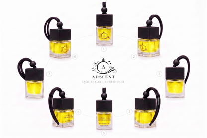 Adscent Chrome Essence | Luxury Car Air Freshener | Inspired by Az-Zro Chrome Fragrance Icons – Premium Frosted Glass Hanging Diffuser | Long-Lasting Fragrance