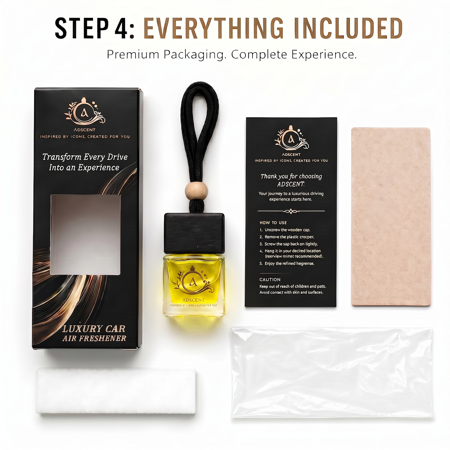Adscent Chrome Essence | Luxury Car Air Freshener | Inspired by Az-Zro Chrome Fragrance Icons – Premium Frosted Glass Hanging Diffuser | Long-Lasting Fragrance