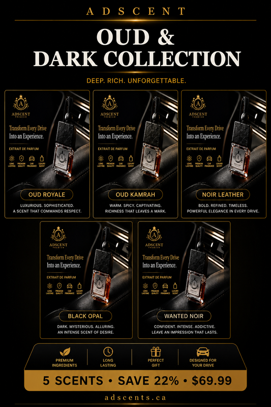 ADSCENT Oud & Dark Collection Bundle | 5 Premium Car Air Fresheners | Save 11%