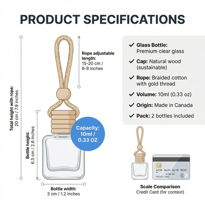 Aqua Rush 10ml Hanging Car Air Freshener Diffuser – Refillable 2-Pack