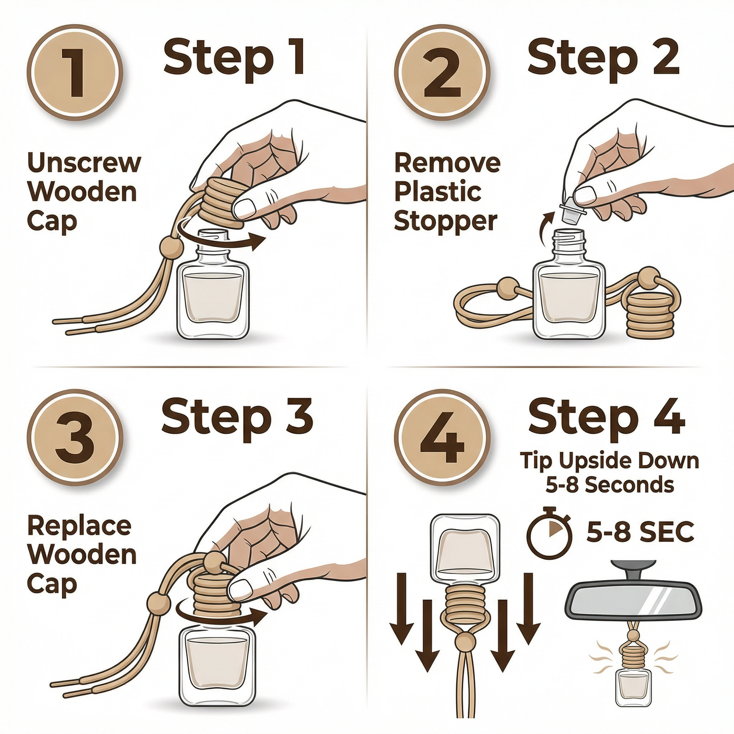 Café Spice Delight 10ml Hanging Car Air Freshener Diffuser – Refillable 2-Pack