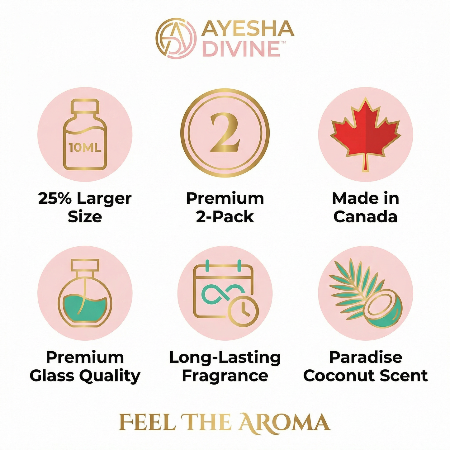 Paradise Coconut diffuser main view — refillable glass bottle, ADSCENT Canada