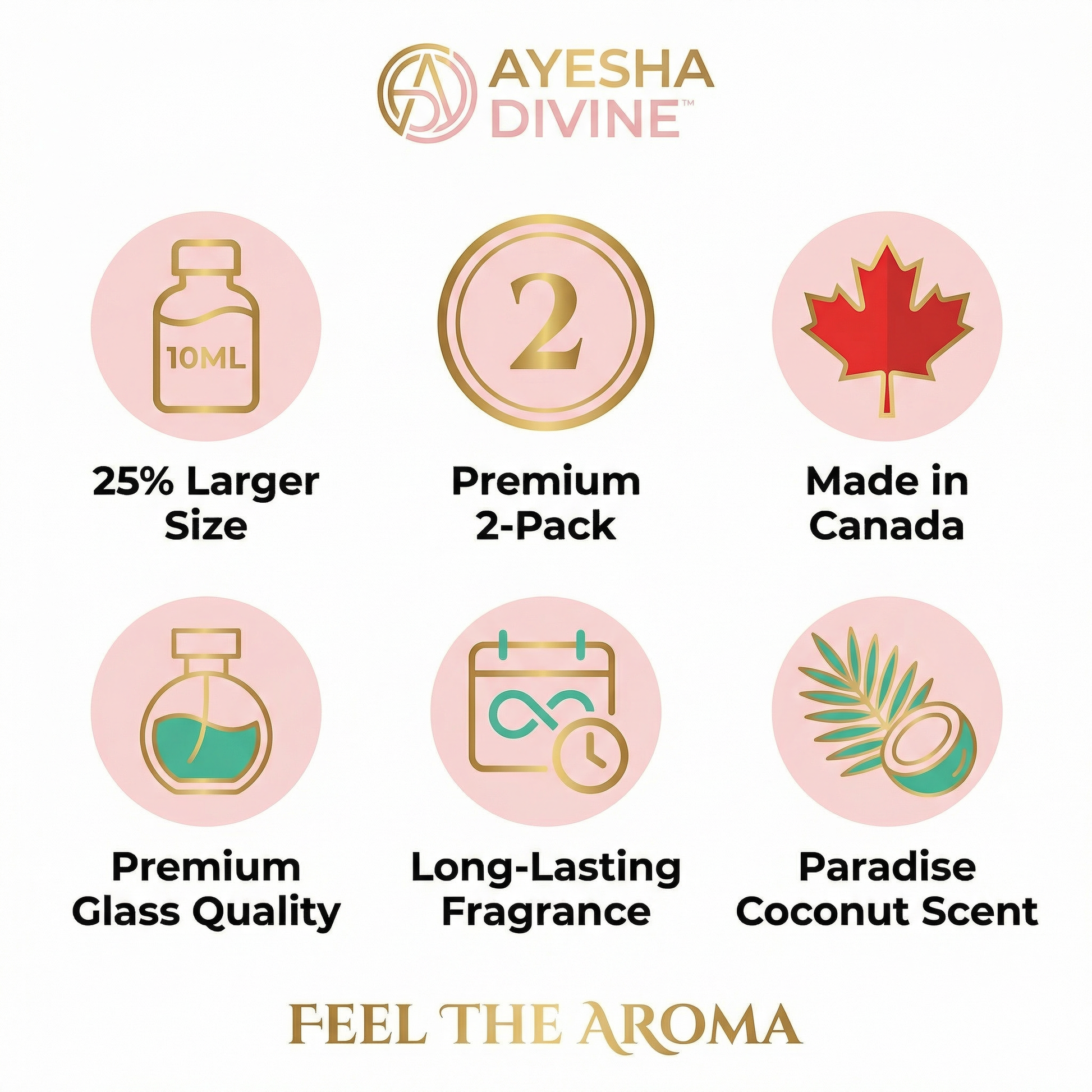 Paradise Coconut diffuser main view — refillable glass bottle, ADSCENT Canada