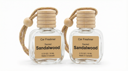 Sacred Sandalwood 10ml Hanging Car Air Freshener Diffuser – Refillable 2-Pack