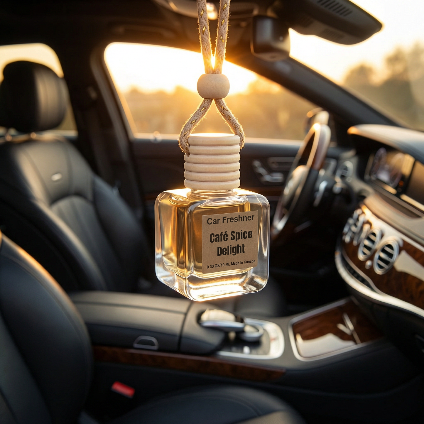 Café Spice Delight 10ml Hanging Car Air Freshener Diffuser – Refillable 2-Pack