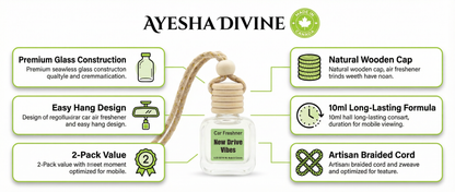 New Drive Vibes 10ml Hanging Car Air Freshener Diffuser – Refillable 2-Pack