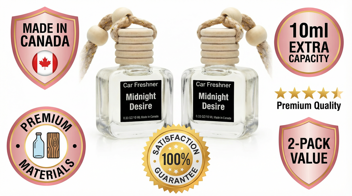 Midnight Desire 10ml Hanging Car Air Freshener Diffuser – Refillable 2-Pack