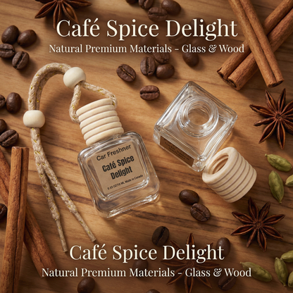 Café Spice Delight 10ml Hanging Car Air Freshener Diffuser – Refillable 2-Pack