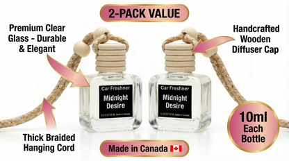 Midnight Desire 10ml Hanging Car Air Freshener Diffuser – Refillable 2-Pack