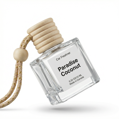 Paradise Coconut car air freshener diffuser — tropical coconut scent, handcrafted in Canada