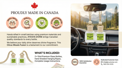 Citrus Woods Fusion 10ml Hanging Car Air Freshener Diffuser – 2-Pack