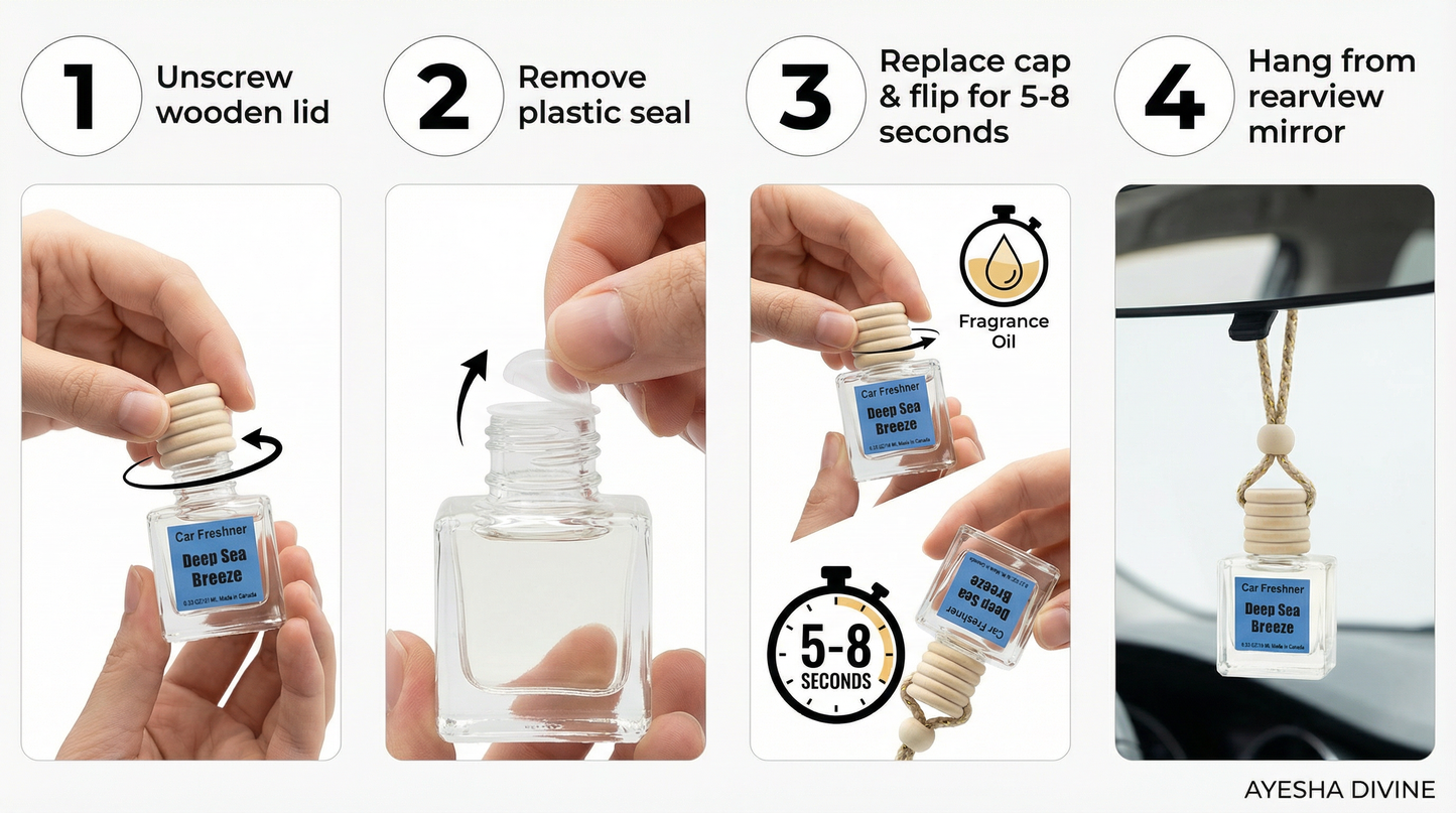 Deep Sea Breeze 10ml Hanging Car Air Freshener Diffuser – Refillable 2-Pack