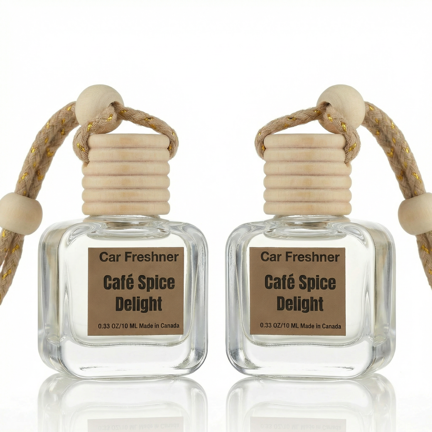 Café Spice Delight 10ml Hanging Car Air Freshener Diffuser – Refillable 2-Pack
