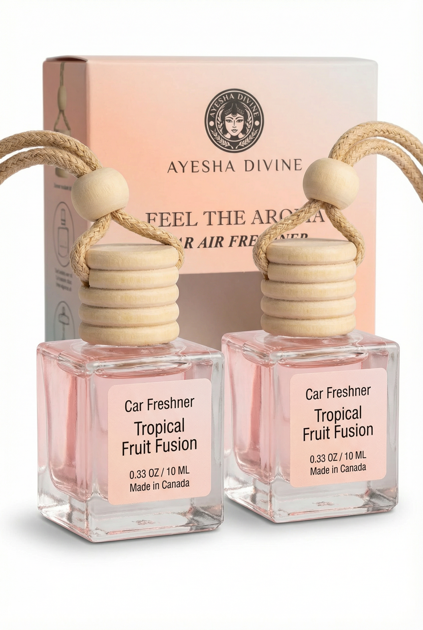 Tropical Fruit Fusion 10ml Hanging Car Air Freshener Diffuser – Long Lasting 2-Pack