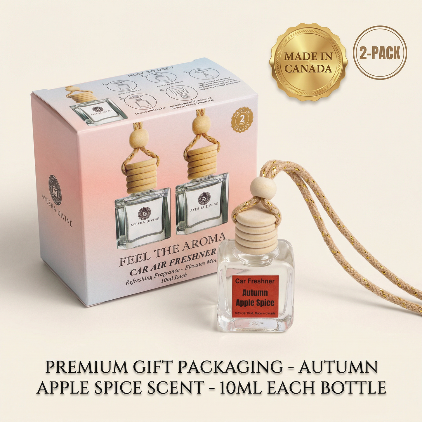 Autumn Apple Spice 10ml Hanging Car Diffuser  2-Pack
