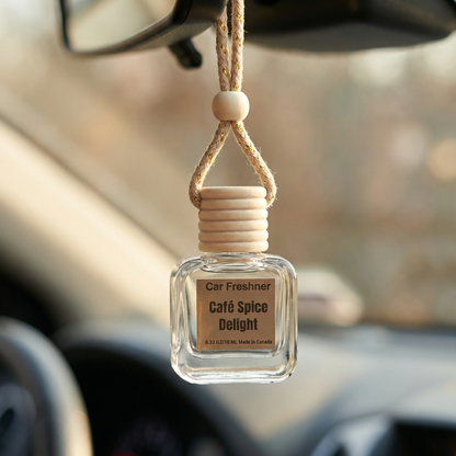 Café Spice Delight 10ml Hanging Car Air Freshener Diffuser – Refillable 2-Pack
