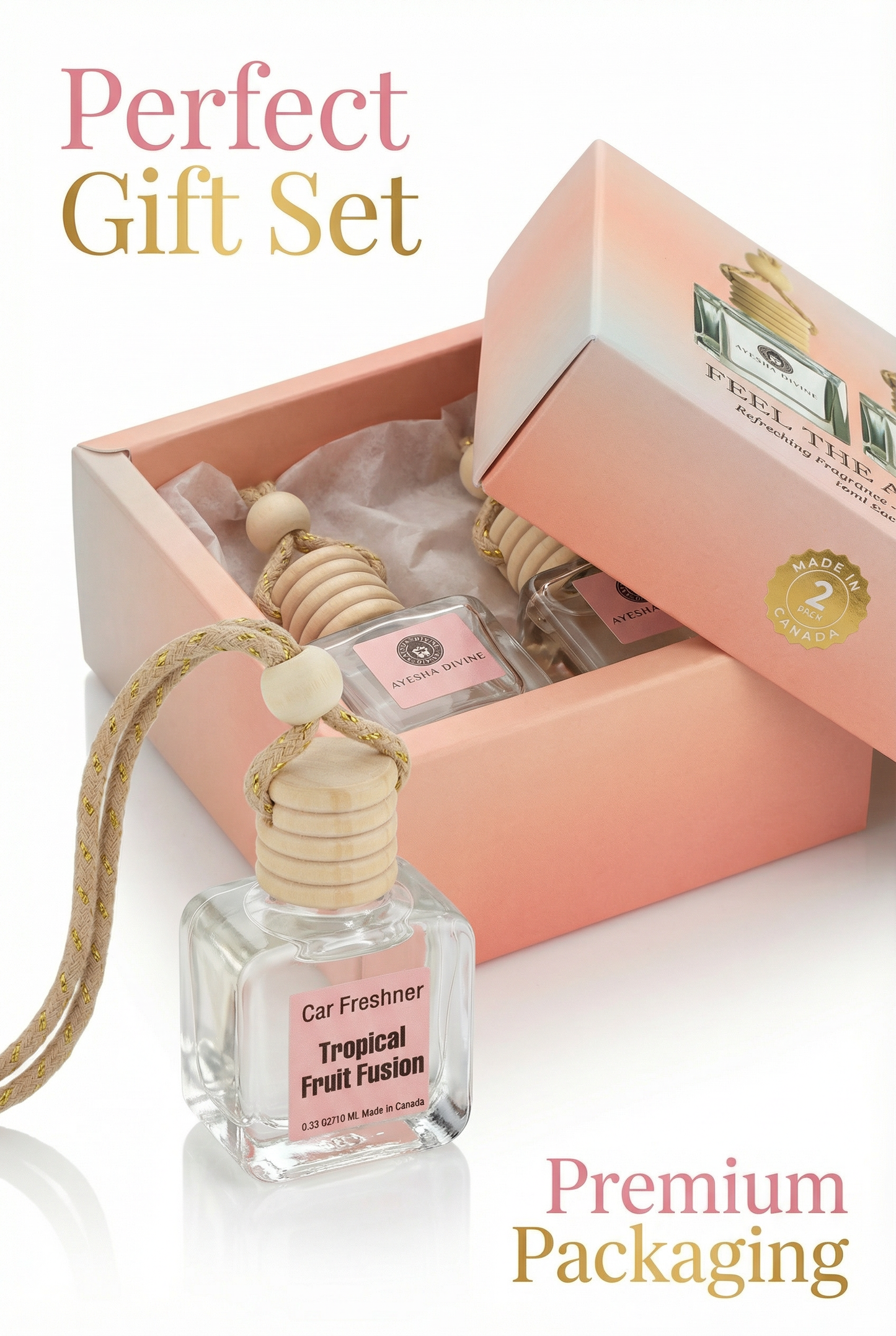 Tropical Fruit Fusion 10ml Hanging Car Air Freshener Diffuser – Long Lasting 2-Pack