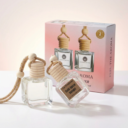 Café Spice Delight 10ml Hanging Car Air Freshener Diffuser – Refillable 2-Pack