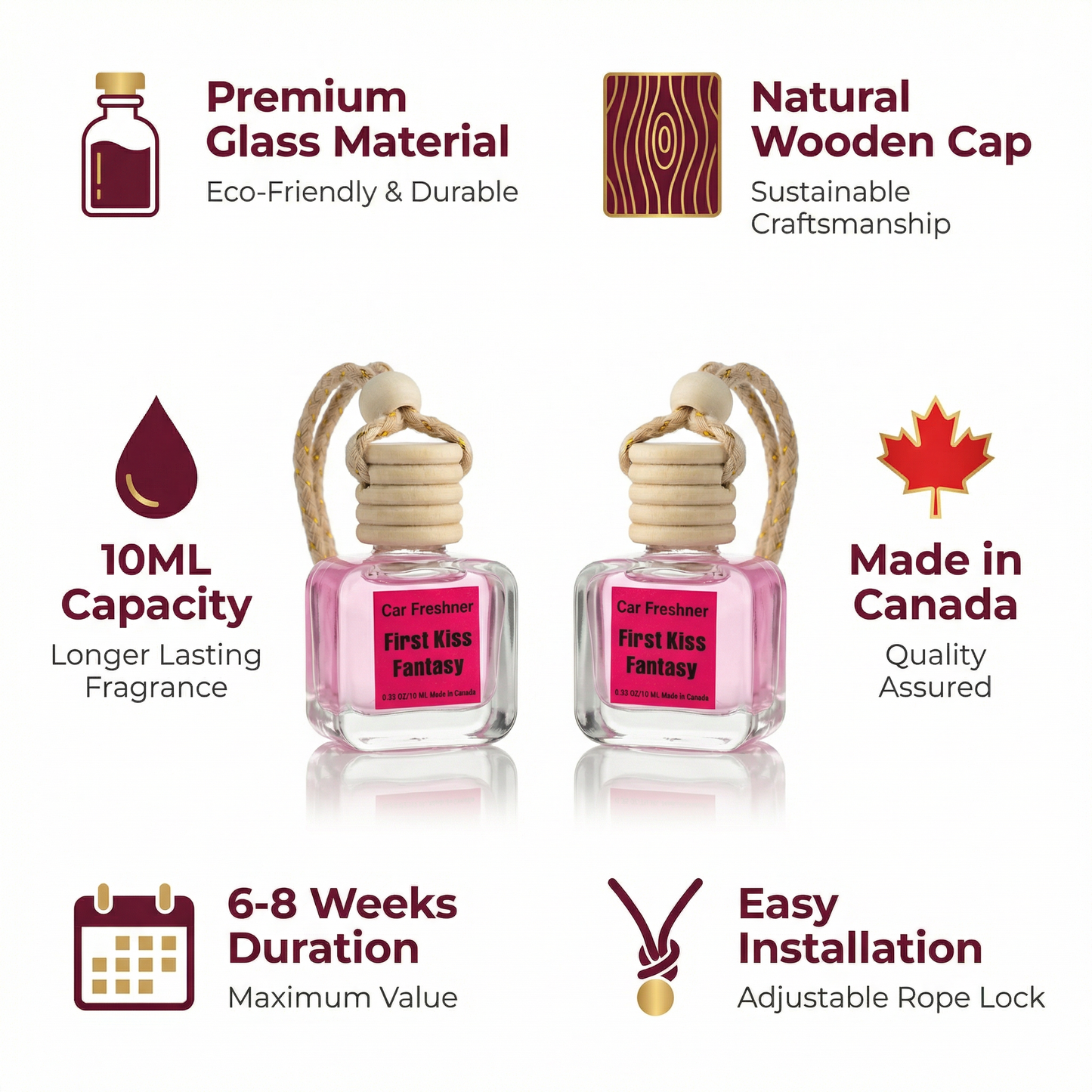 First Kiss Fantasy 10ml Hanging Car Air Freshener – Long Lasting 2-Pack