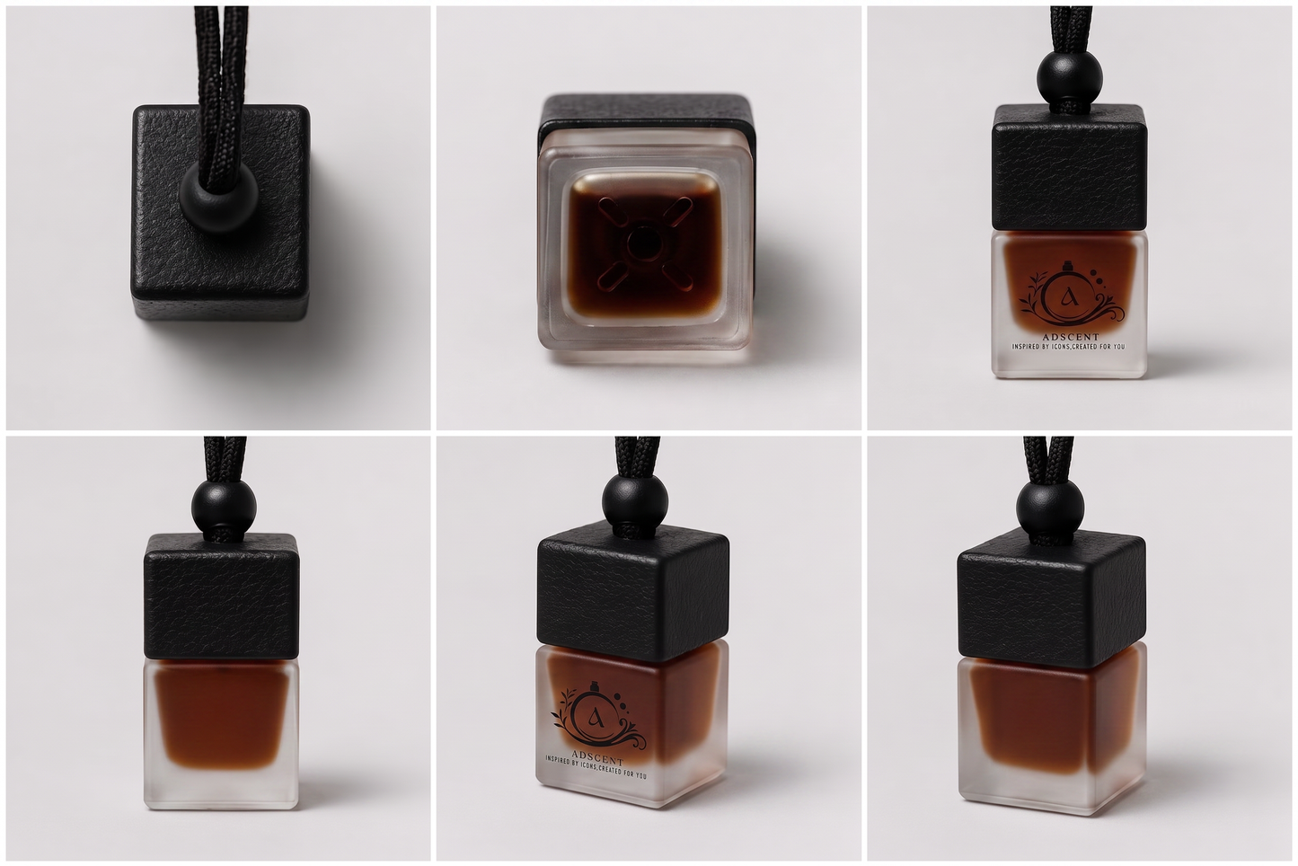 Adscent Oud Royale | Luxury Car Air Freshener | Inspired by TFord Oud Wood– Premium Frosted Glass Hanging Diffuser | Long-Lasting Fragrance