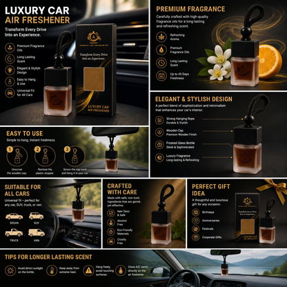 Adscent Oud Kamrah | Luxury Car Air Freshener | Inspired by Ancient Arabian Oud Kamrah– Premium Frosted Glass Hanging Diffuser | Long-Lasting Fragrance