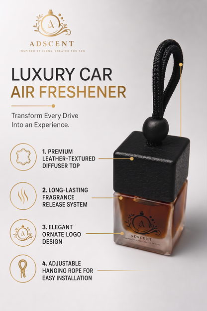 Oud Kamrah hanging diffuser — rearview mirror car accessory, ADSCENT handcrafted