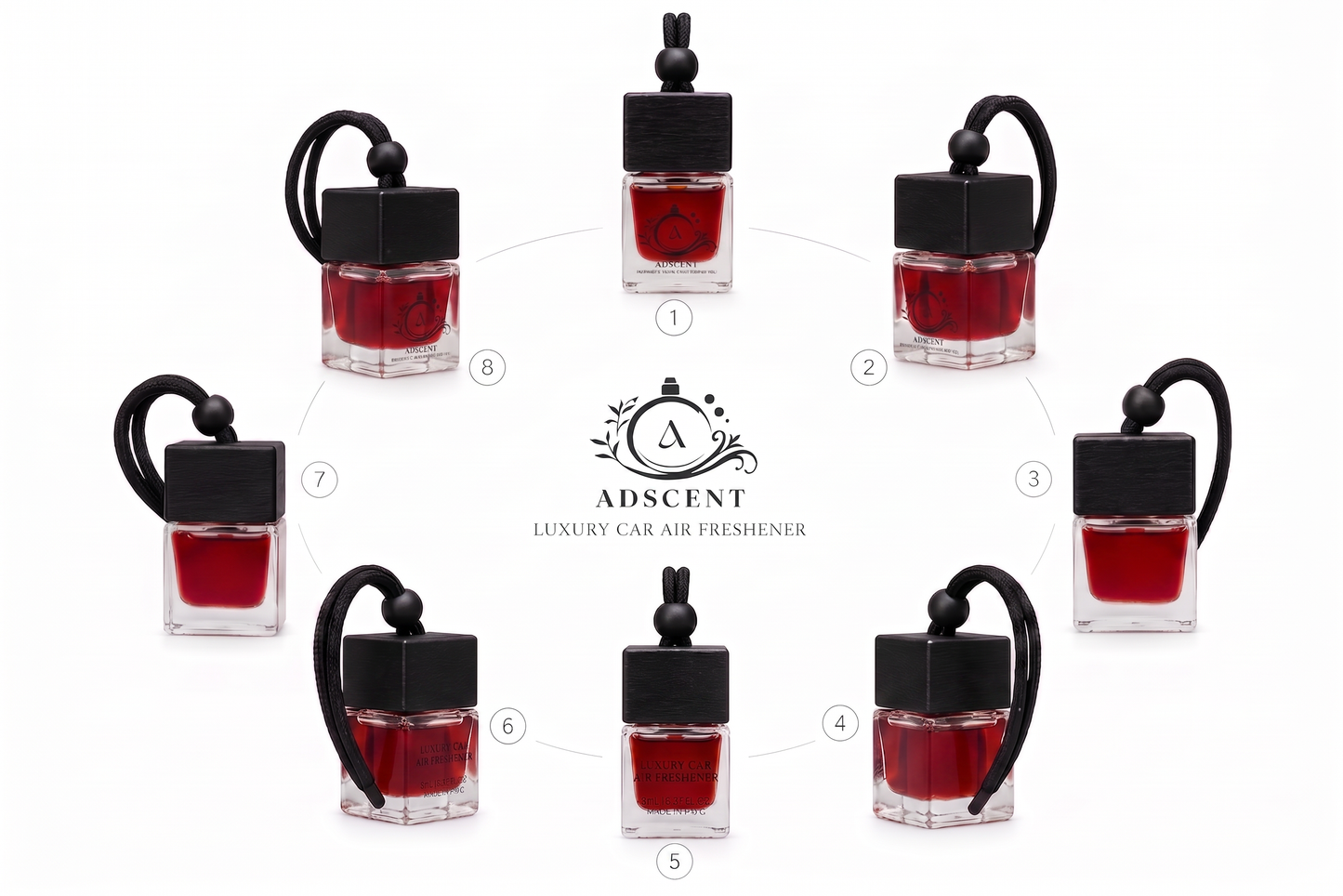 Adscent Rouge Elixir | Luxury Car Air Freshener | Inspired by Rouge 540 Icons – Premium Frosted Glass Hanging Diffuser | Long-Lasting Fragrance