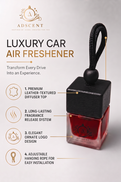 Adscent Rouge Elixir | Luxury Car Air Freshener | Inspired by Rouge 540 Icons – Premium Frosted Glass Hanging Diffuser | Long-Lasting Fragrance