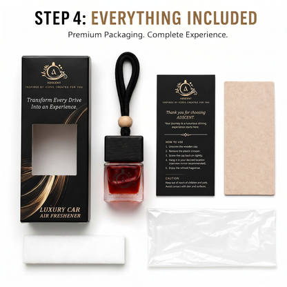 Adscent Rouge Elixir | Luxury Car Air Freshener | Inspired by Rouge 540 Icons – Premium Frosted Glass Hanging Diffuser | Long-Lasting Fragrance