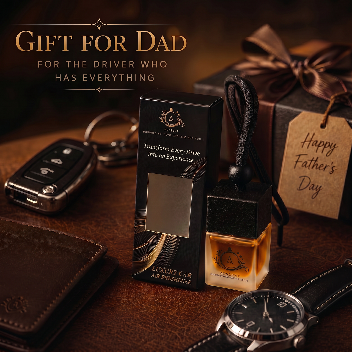 ADSCENT BLACK OPAL | Luxury Car Air Freshener | Inspired by Dark Gem Y-SL BLACK OPIUM– Premium Frosted Glass Hanging Diffuser | Long-Lasting Fragrance