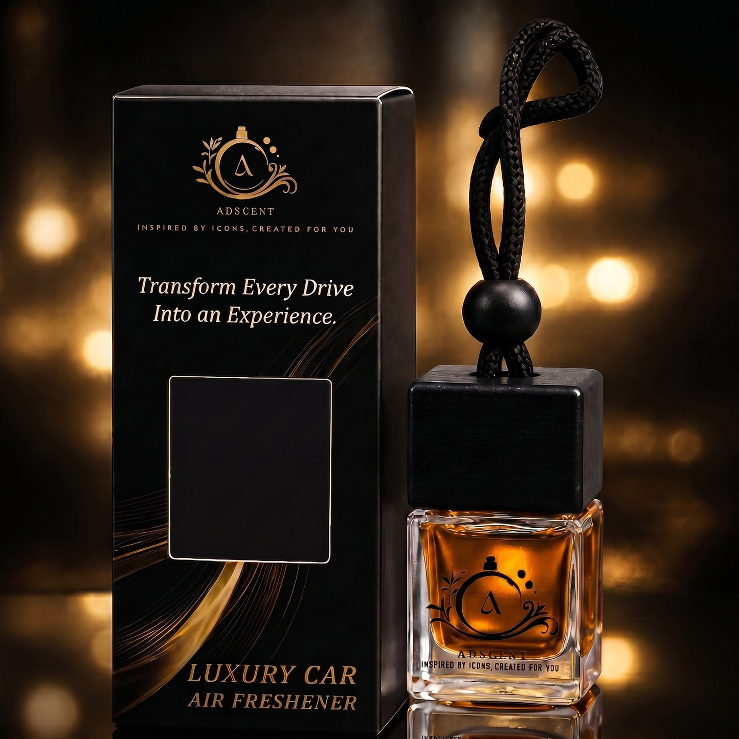 ADSCENT BLACK OPAL | Luxury Car Air Freshener | Inspired by Dark Gem Y-SL BLACK OPIUM– Premium Frosted Glass Hanging Diffuser | Long-Lasting Fragrance