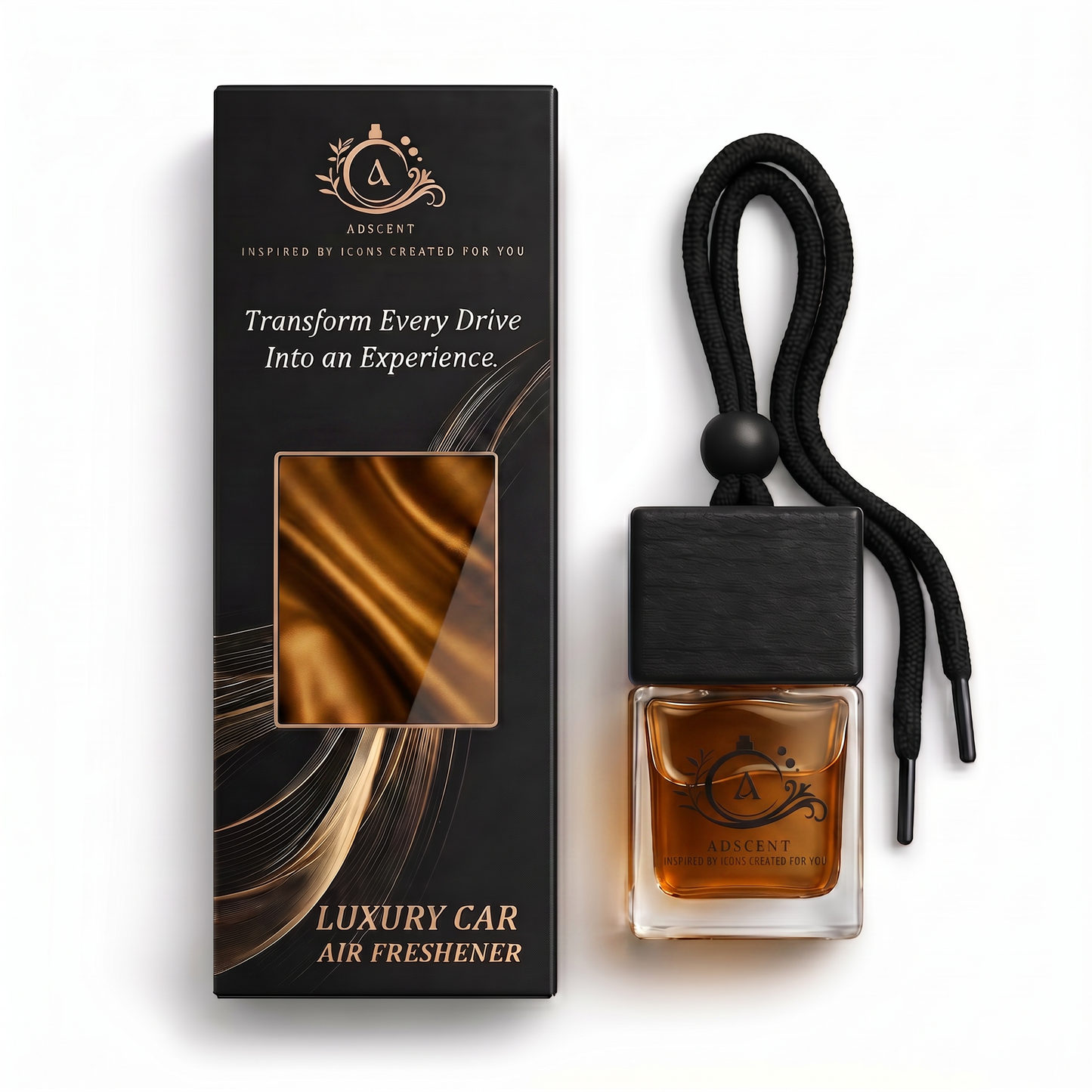 ADSCENT BLACK OPAL | Luxury Car Air Freshener | Inspired by Dark Gem Y-SL BLACK OPIUM– Premium Frosted Glass Hanging Diffuser | Long-Lasting Fragrance