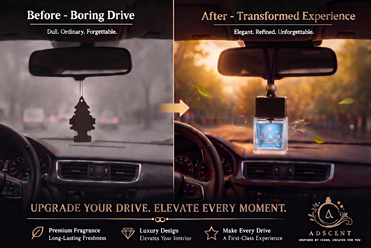 Wild Sauvage hanging diffuser — rearview mirror car accessory, ADSCENT handcrafted