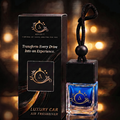 Adscent Bleu Aura | Luxury Car Air Freshener | Inspired by Blue De Cha-Nel Aquatic Icons – Premium Frosted Glass Hanging Diffuser | Long-Lasting Fragrance