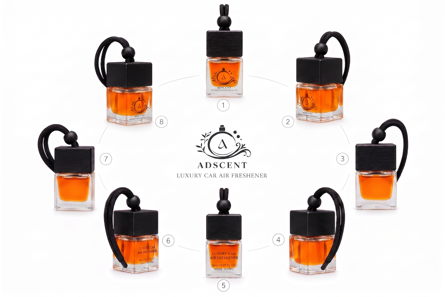 Adscent Fire | Luxury Car Air Freshener | Inspired by Bold Spice Rasi-Havas– Premium Frosted Glass Hanging Diffuser | Long-Lasting Fragrance