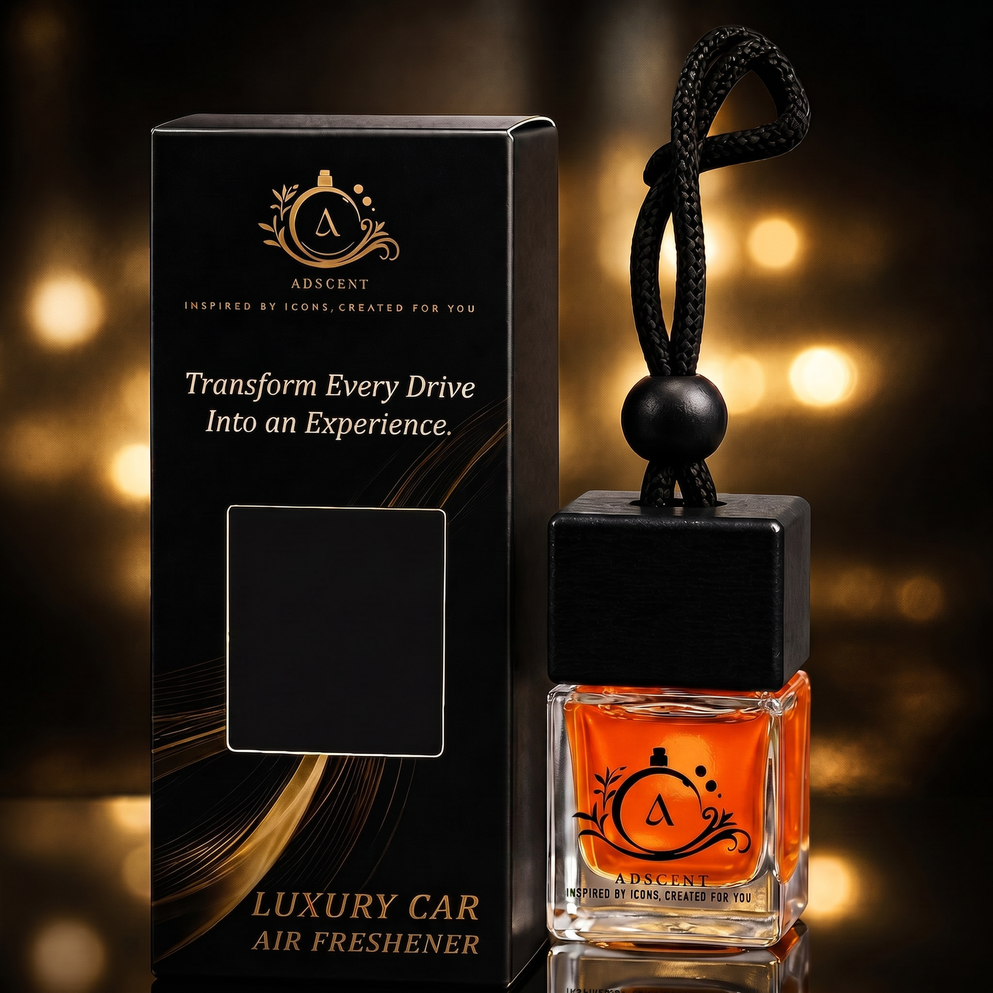 Adscent Fire | Luxury Car Air Freshener | Inspired by Bold Spice Rasi-Havas– Premium Frosted Glass Hanging Diffuser | Long-Lasting Fragrance