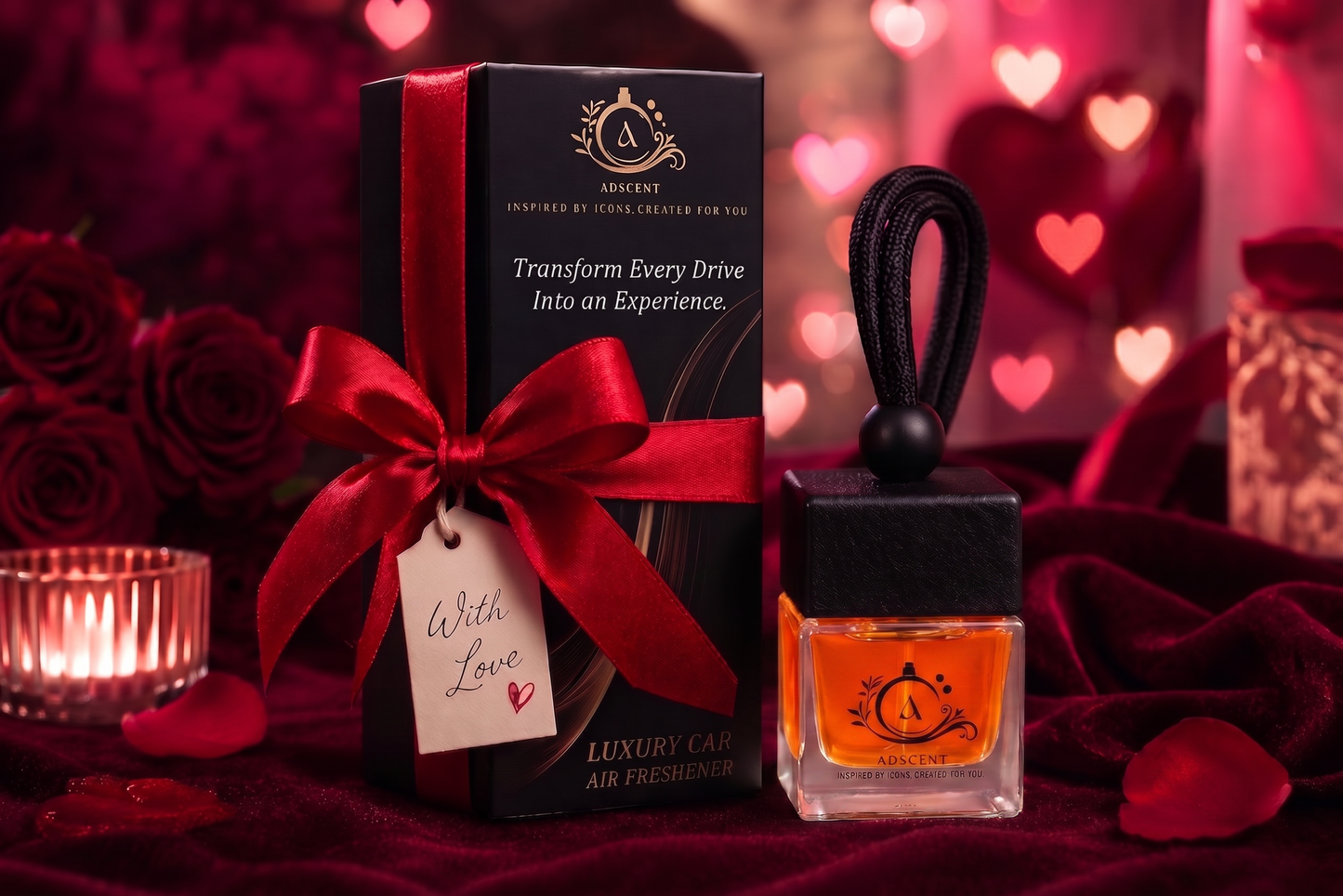 Adscent Fire car diffuser side view — warm spicy scent, ADSCENT Canada
