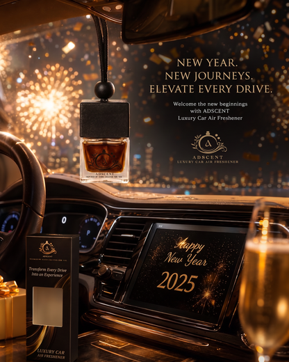 Adscent Noir Leather | Luxury Car Air Freshener | Inspired by Dark Leather Fragrance Icons – Premium Frosted Glass Hanging Diffuser | Long-Lasting Fragrance